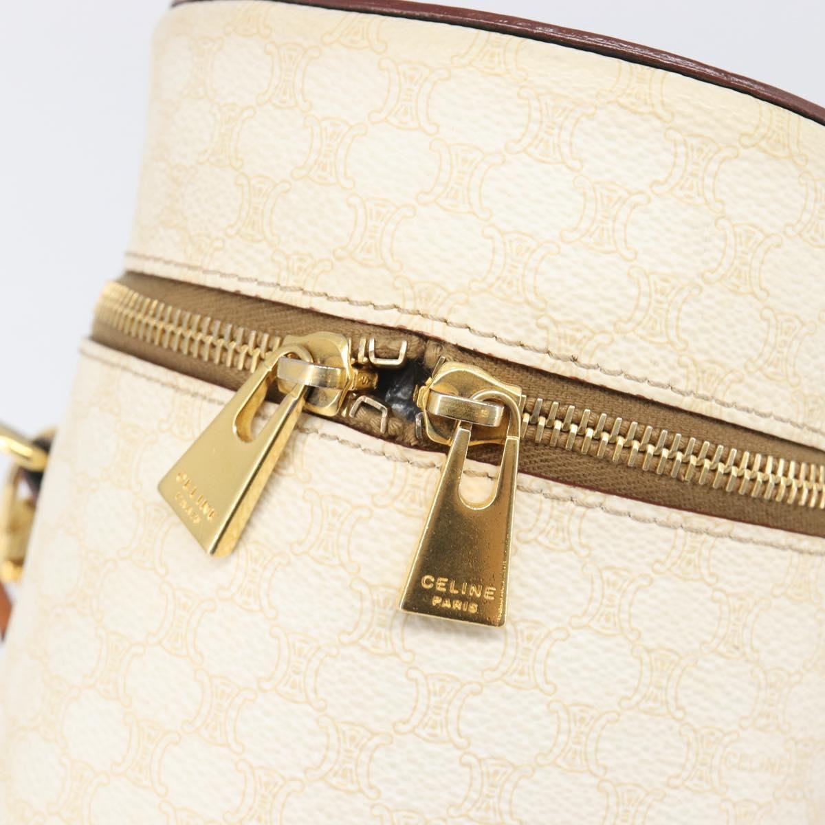 Celine Vintage Macadam Canvas, Beige, PVC, Shoulder Bag