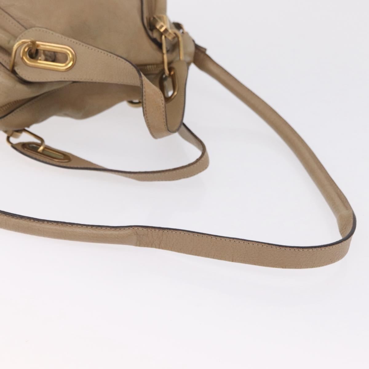 Chloe Paraty Top Handle Leather, Beige, Leather, Handbag