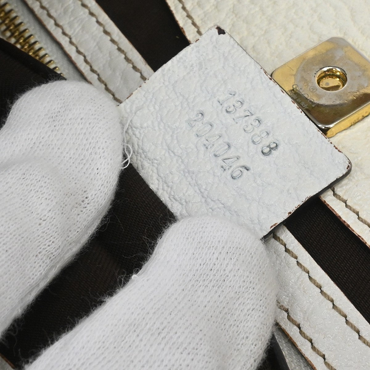 Gucci 1955 Horsebit Leather, White, Canvas, Shoulder Bag