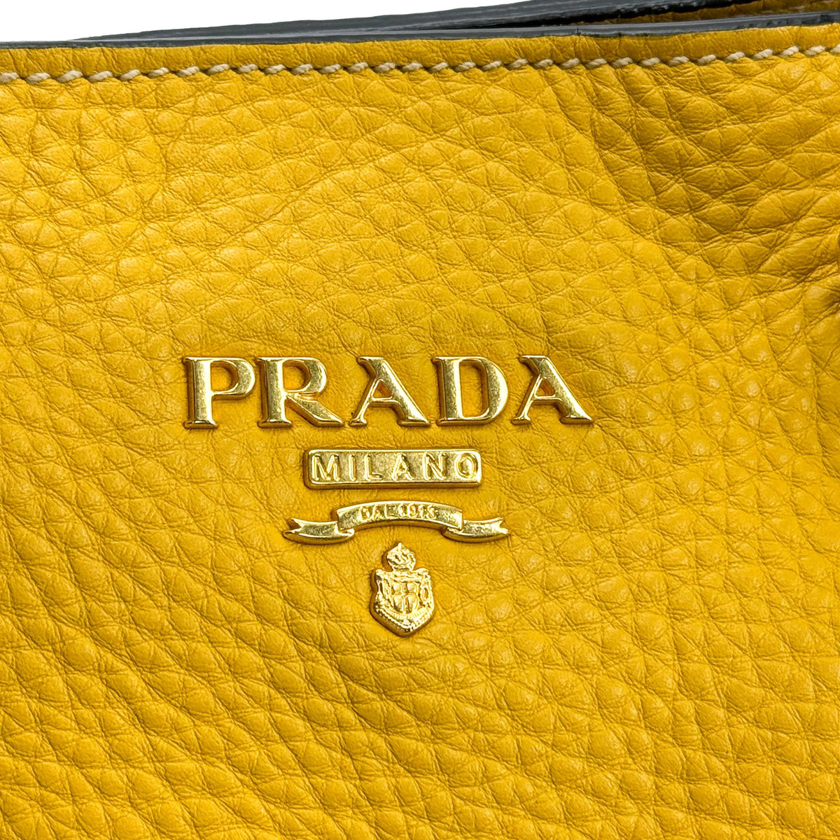 Prada Front Pocket Convertible Tote Leather, Yellow, Leather, Tote Bag