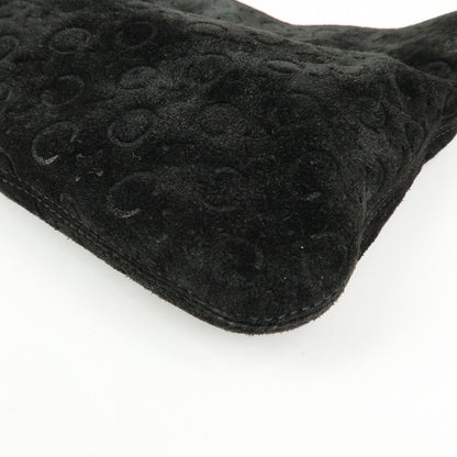 Celine C Macadam Shoulder Suede, Black, Suede, Handbag