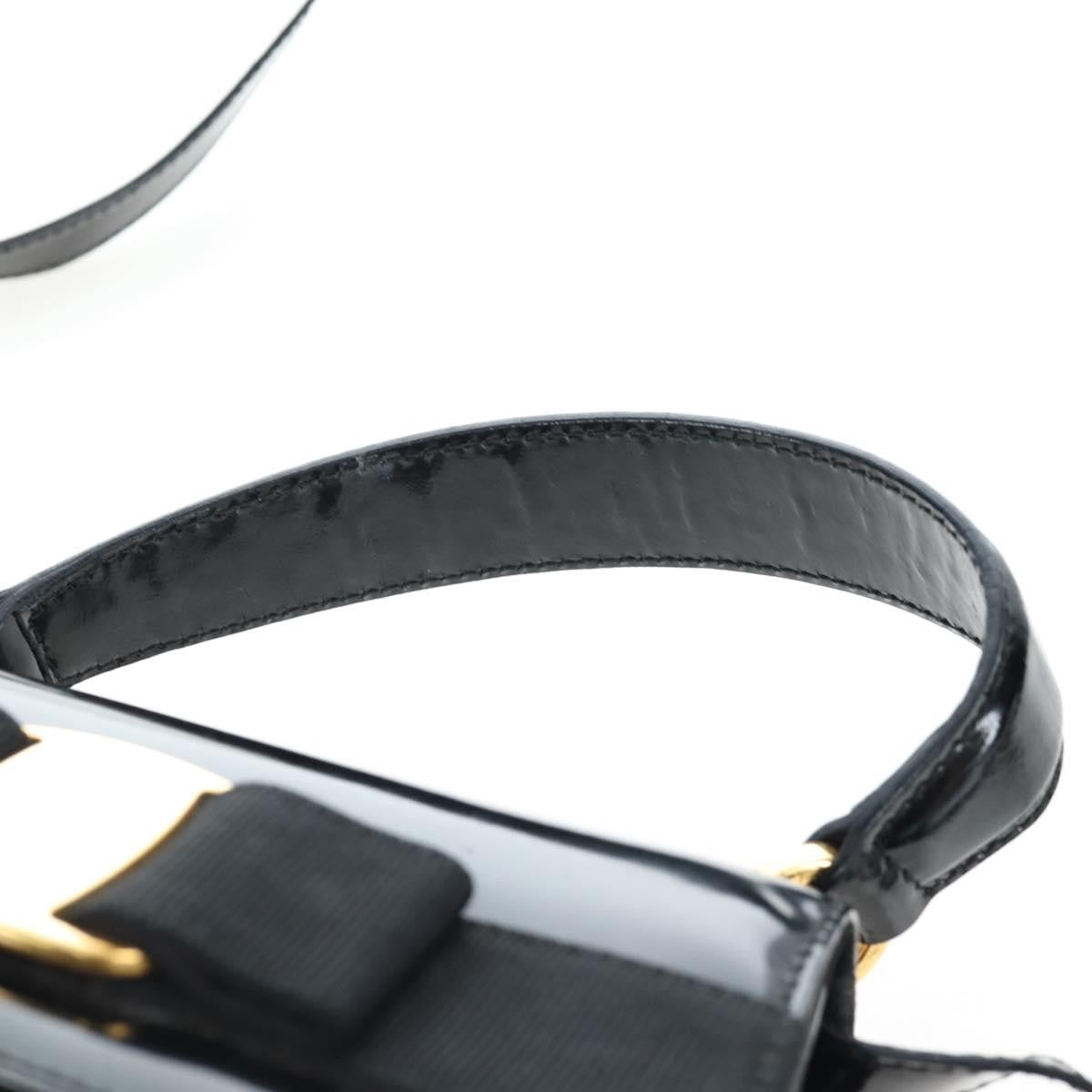 Salvatore Ferragamo Vala Patent Leather, Black, Patent Leather, Shoulder Bag