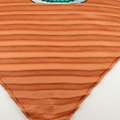 Hermes Gronland Pleated Silk, Brown, Silk, Scarf