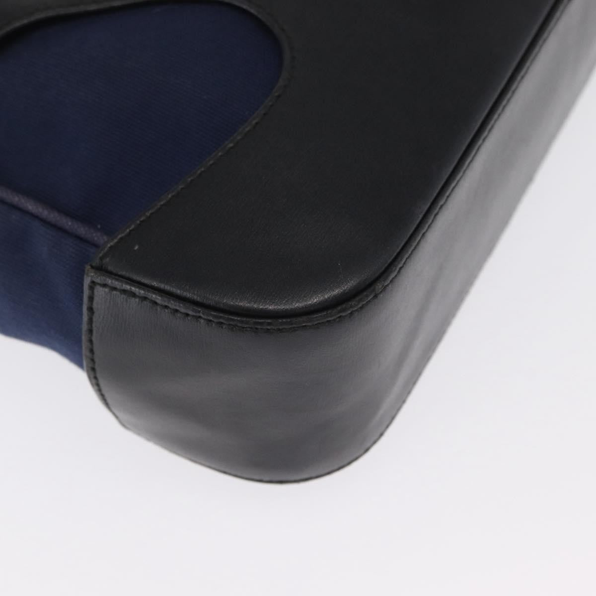 Salvatore Ferragamo Cut Out Leather and Canvas, Navy, Canvas, Shoulder Bag