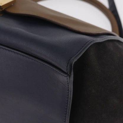 Celine Tricolor Trapeze Leather, Navy, Leather, Handbag