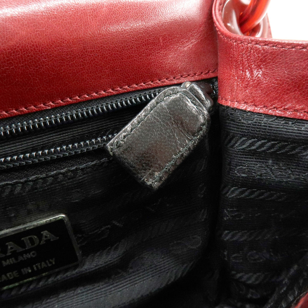 Prada Shoulder Leather, Red, Leather, Shoulder Bag