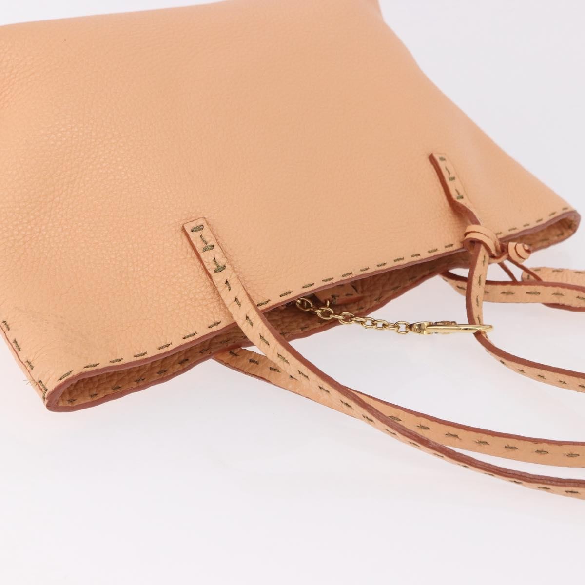 Fendi Selleria Carla Leather, Orange, Leather, Tote Bag