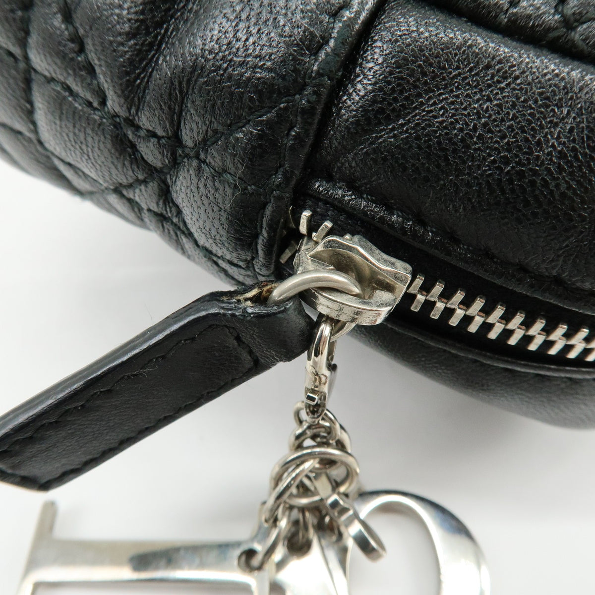 Christian Dior Lady Dior Cannage Quilt Leather, Black, Leather, Wallet