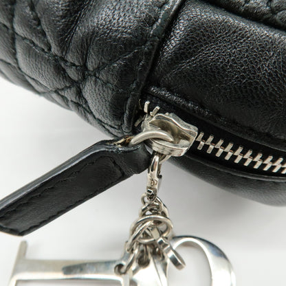 Christian Dior Lady Dior Cannage Quilt Leather, Black, Leather, Wallet