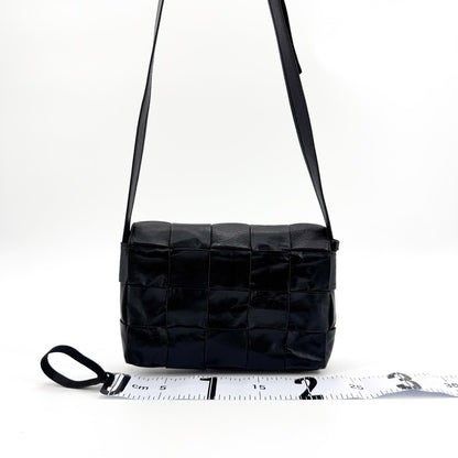 Bottega Veneta Brick Cassette Maxi Intrecciato Leather, Black, Leather, Shoulder Bag
