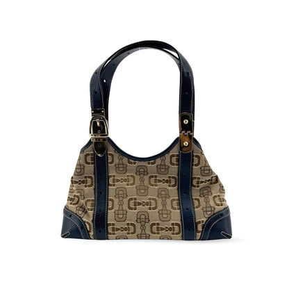 Gucci Horsebit GG Canvas and Leather, Beige, Canvas, Shoulder Bag