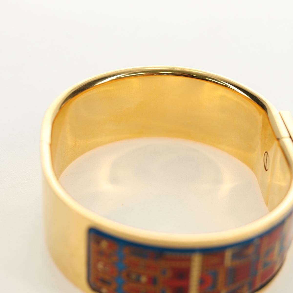 Hermes Loquet Bangle Metal and Printed Enamel, Gold, Metal, Bracelet