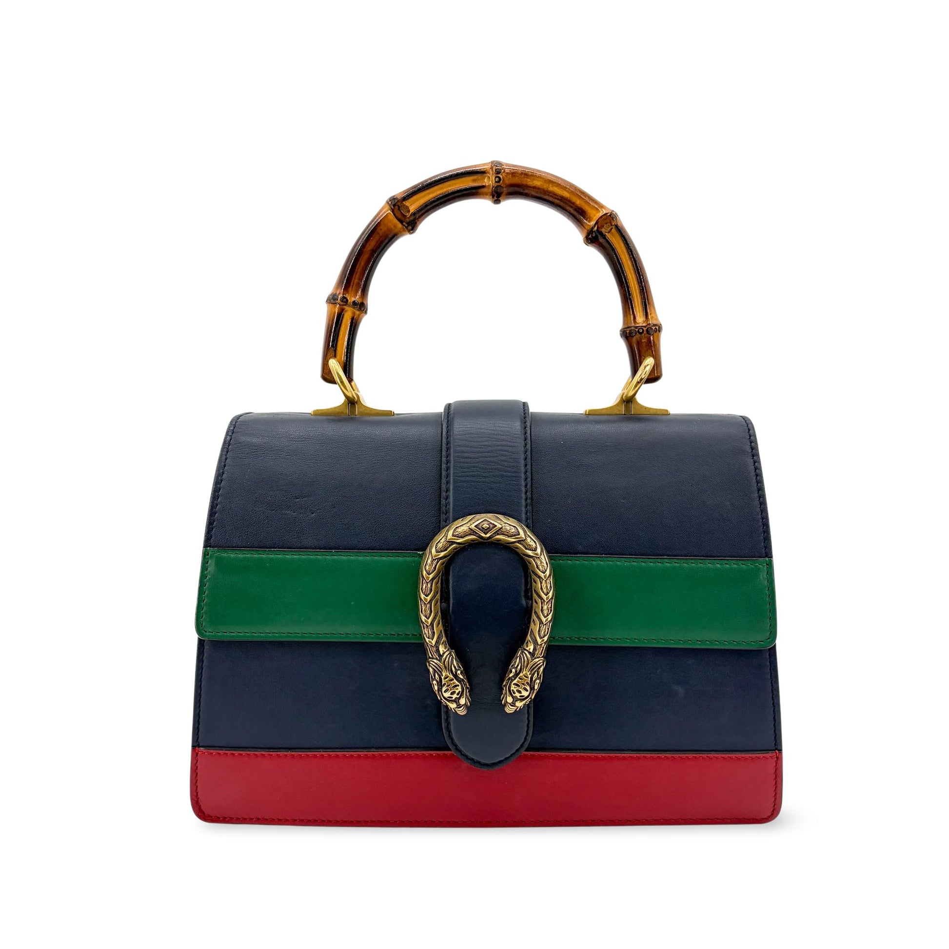Gucci Dionysus Bamboo Top Handle Bag Colorblock Leather, Navy, Leather, Handbag