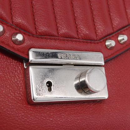Prada Sound Studded Quilted Leather, Red, Leather, Handbag