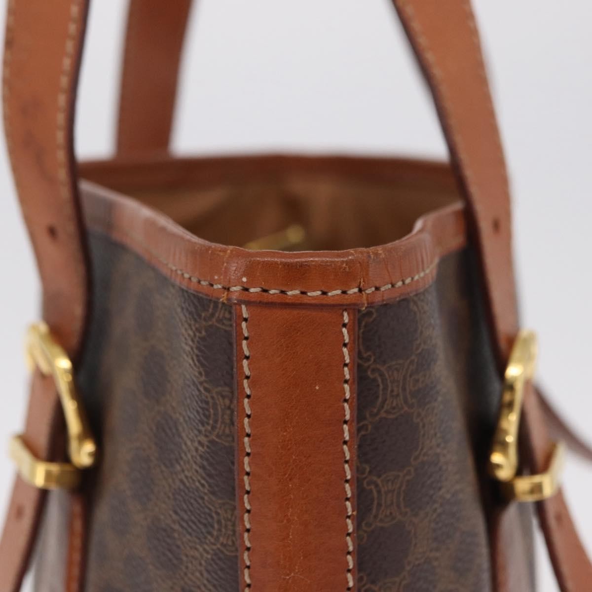 Celine Vintage Macadam Shopper Coated Canvas, Brown, Canvas, Tote Bag