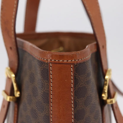 Celine Vintage Macadam Shopper Coated Canvas, Brown, Canvas, Tote Bag