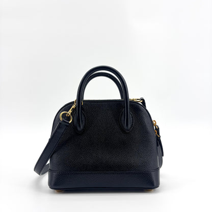 Balenciaga Logo Ville Leather, Black, Leather, Handbag