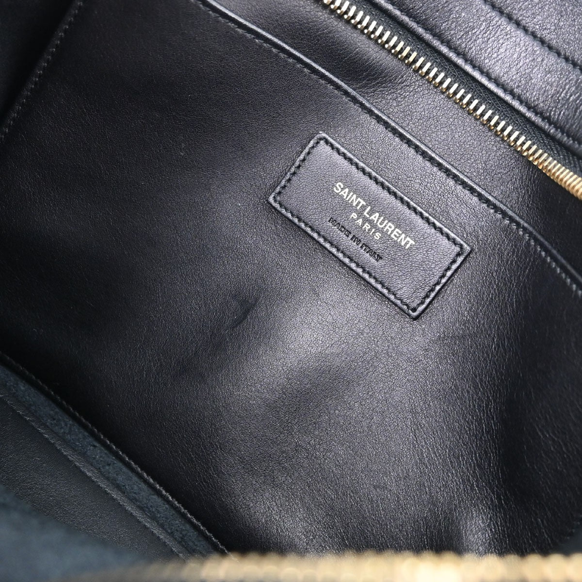 Saint Laurent Monogram Cabas Leather, Black, Calfskin, Tote Bag
