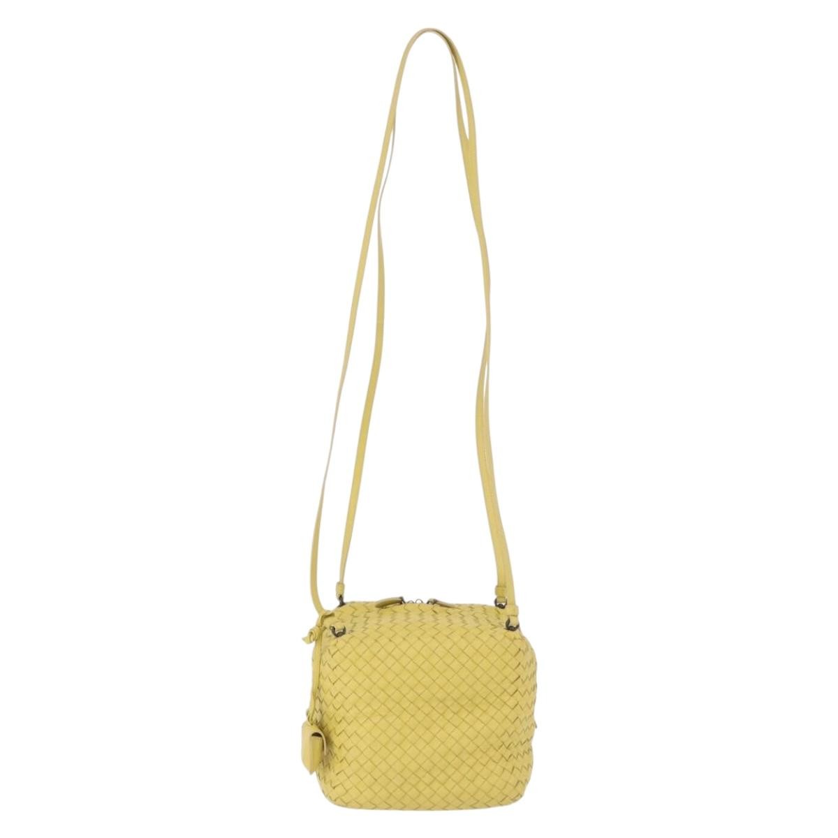 Bottega Veneta Zip Cube Messenger Intrecciato Nappa, Yellow, Leather, Shoulder Bag