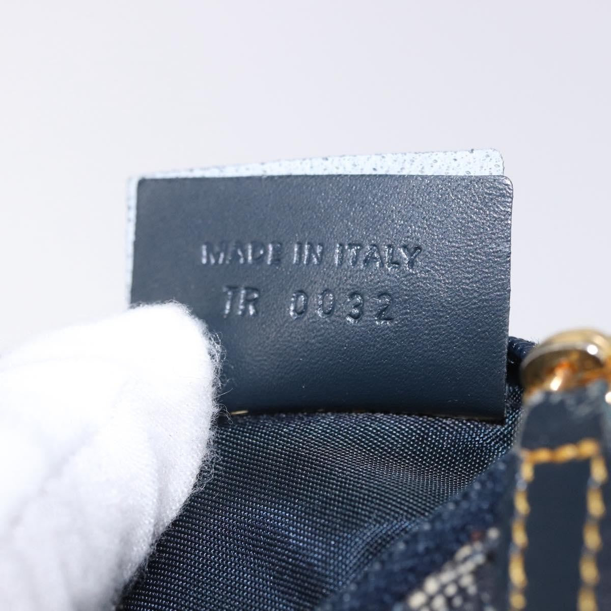 Christian Dior Vintage Saddle Zip Coin Purse Diorissimo Canvas, Navy, Canvas, Clutch