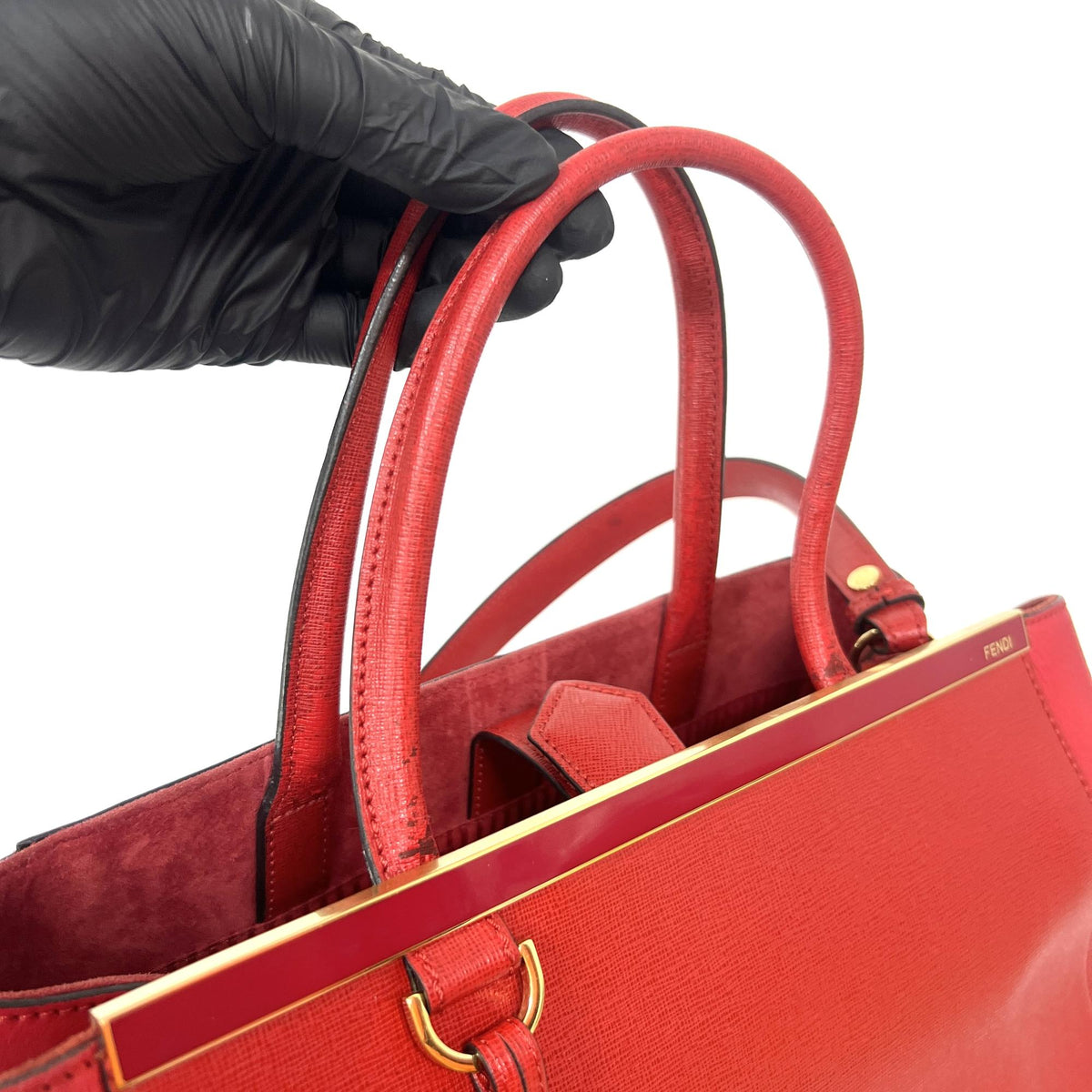Fendi 2Jours Patent, Red, Leather, Handbag