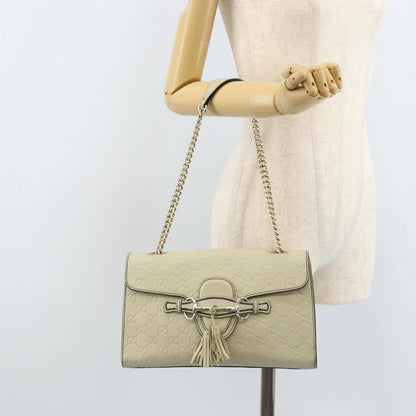 Gucci Emily Chain Flap Guccissima Leather, Beige, Leather, Shoulder Bag
