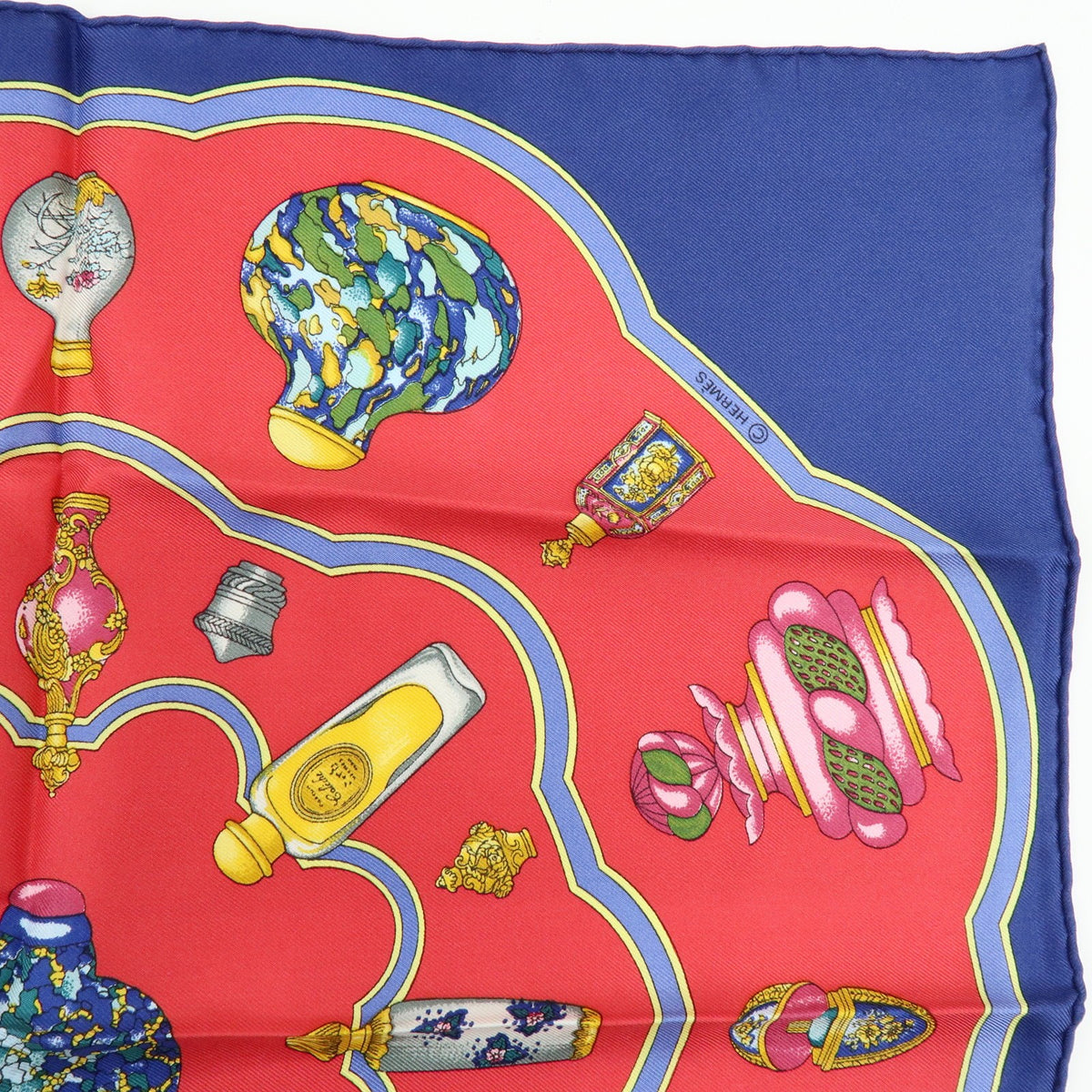 Hermes Carré 45 Les Capucines 100% Silk, Red, Silk, Scarf