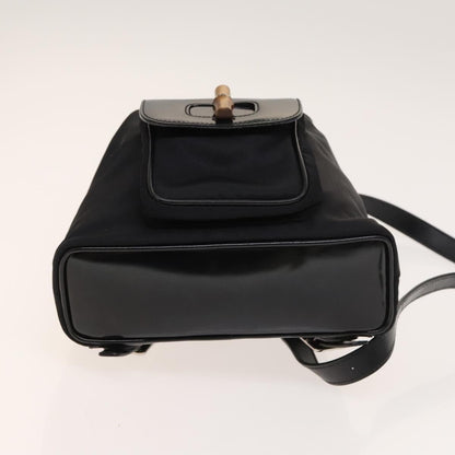 Gucci Vintage Bamboo Nylon and Patent Leather, Black, Nylon, Backpack