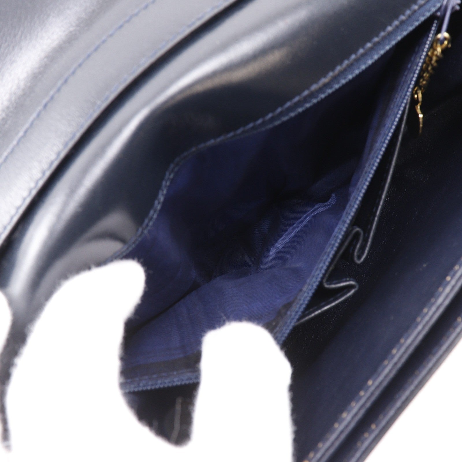 Celine Vintage Triomphe Flap Leather, Black, Calfskin, Shoulder Bag