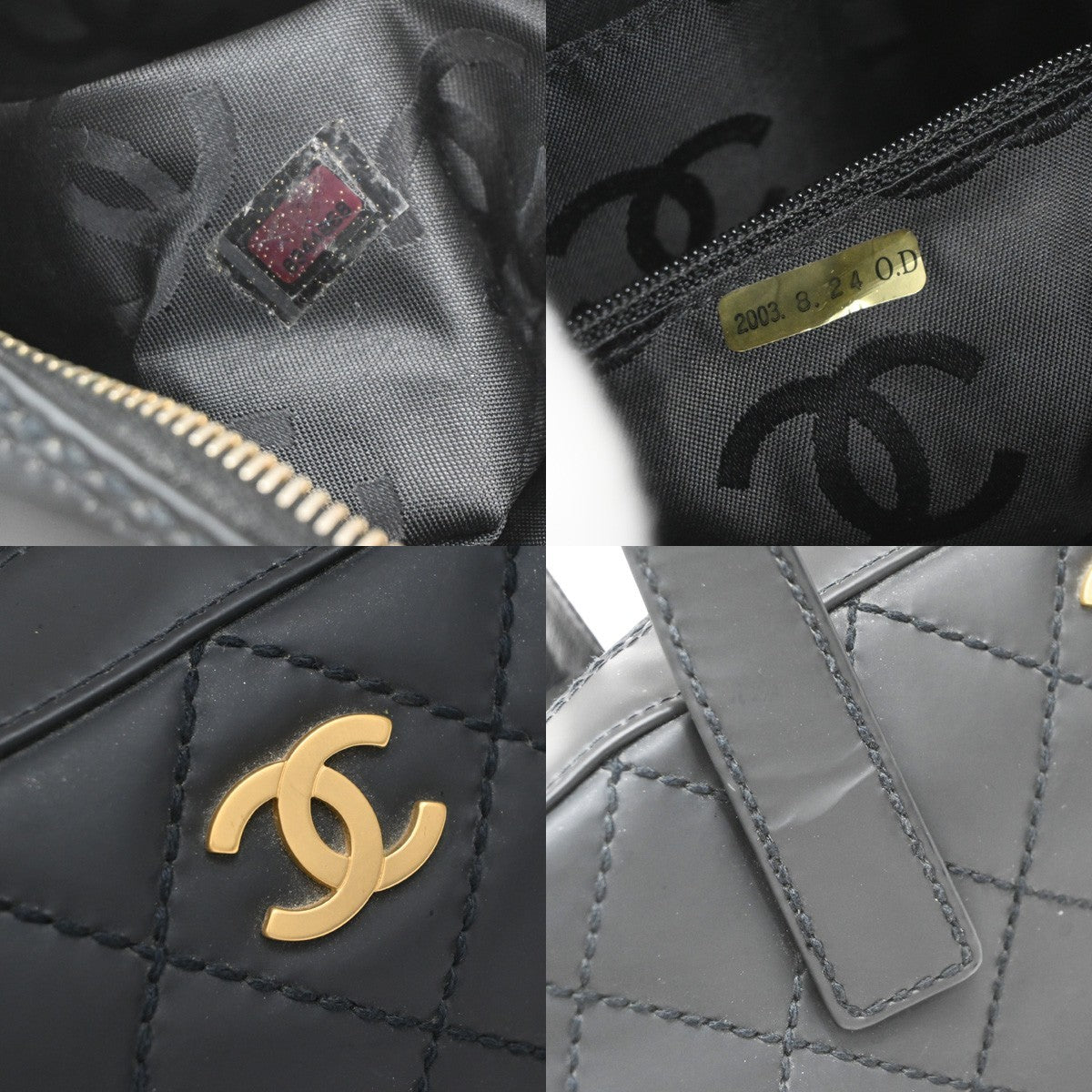 Chanel Wild Stitch Handbag Quilted Calfskin, Black, Leather, Shoulder Bag