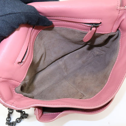 Bottega Veneta Drawstring Flap Leather with Intrecciato, Pink, Leather, Backpack