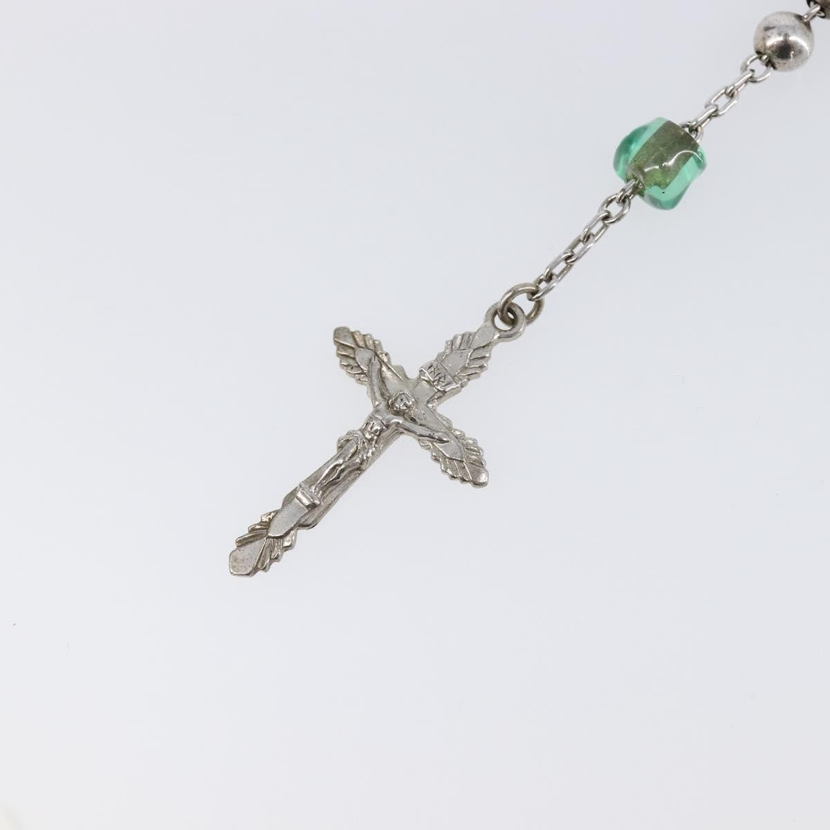 "Dolce & Gabbana Cross Pendant Metal with Crystals, Enamel and Faux Pearls", Silver, Metal, Necklace