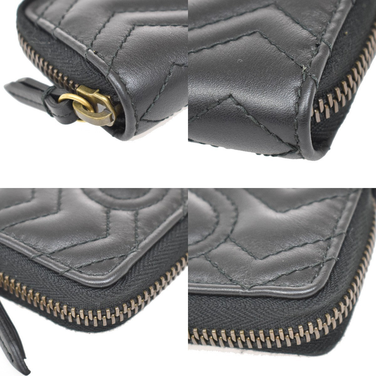 Gucci GG Marmont Zip Around Matelasse Leather, Black, Leather, Wallet