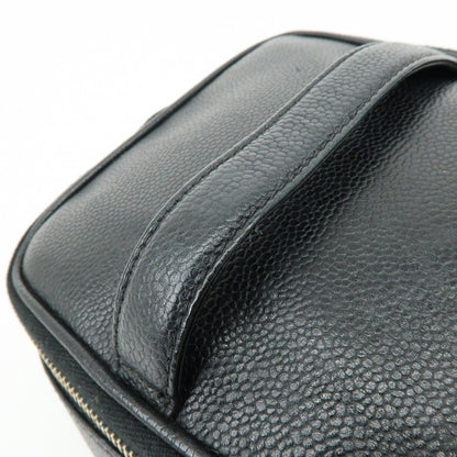 Chanel Vintage Timeless Cosmetic Case Caviar, Black, Leather, Clutch