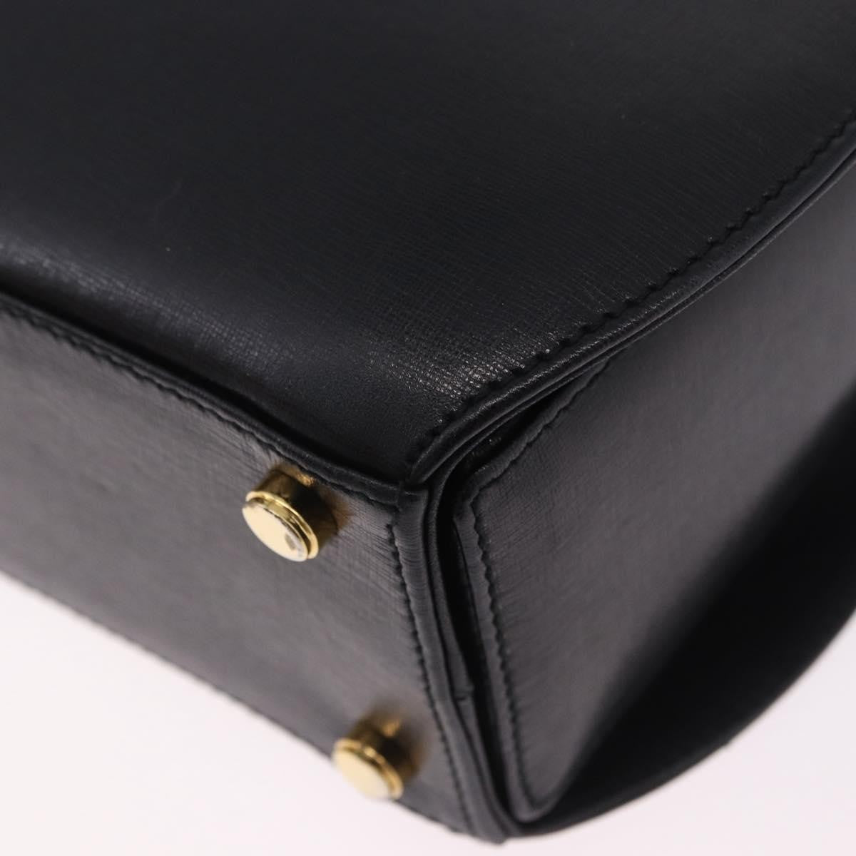 Salvatore Ferragamo Gancini Leather, Black, Leather, Handbag