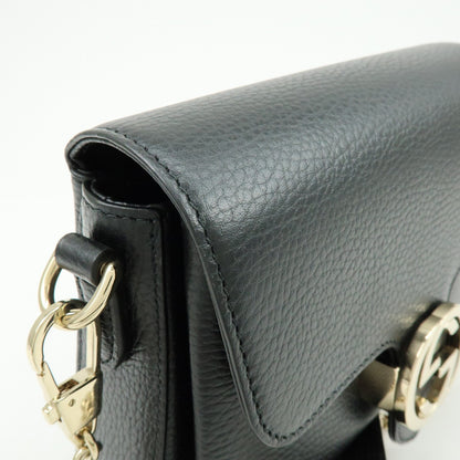 Gucci Interlocking Leather, Black, Leather, Shoulder Bag
