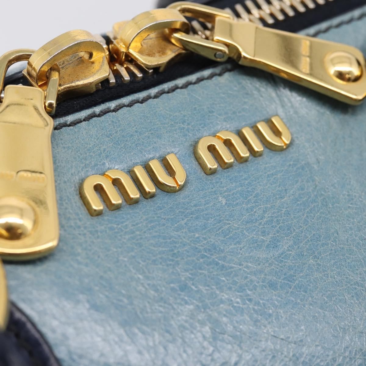 Miu Miu Beau Top Handle Leather, Navy, Leather, Handbag