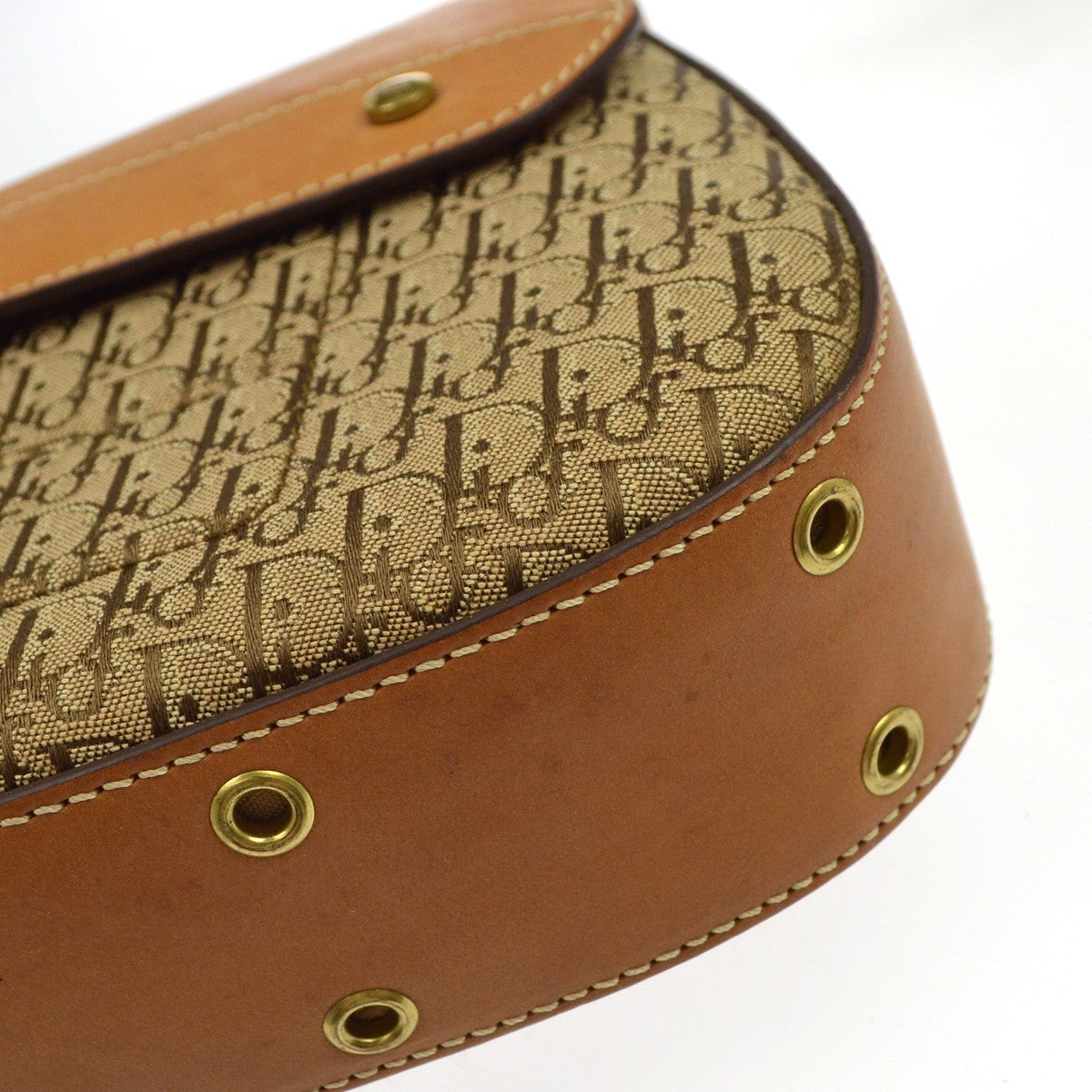 Christian Dior Vintage Street Chic Columbus Diorissimo Canvas with Leather, Brown, Canvas, Shoulder Bag