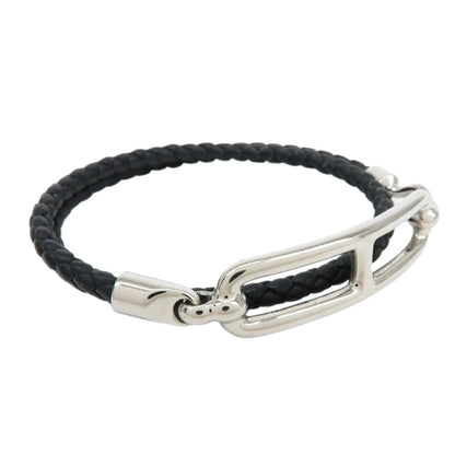 Hermes Roulis Double Tour Braided Leather, Black, Leather, Bracelet