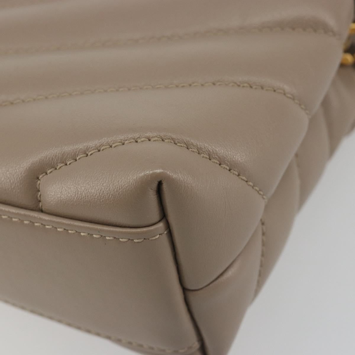 Saint Laurent Loulou Puffer Quilted Leather, Beige, Leather, Shoulder Bag