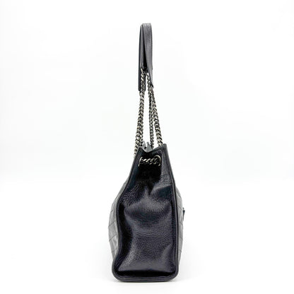 Saint Laurent Niki Shopping Matelasse Chevron Leather, Gray, Leather, Tote Bag