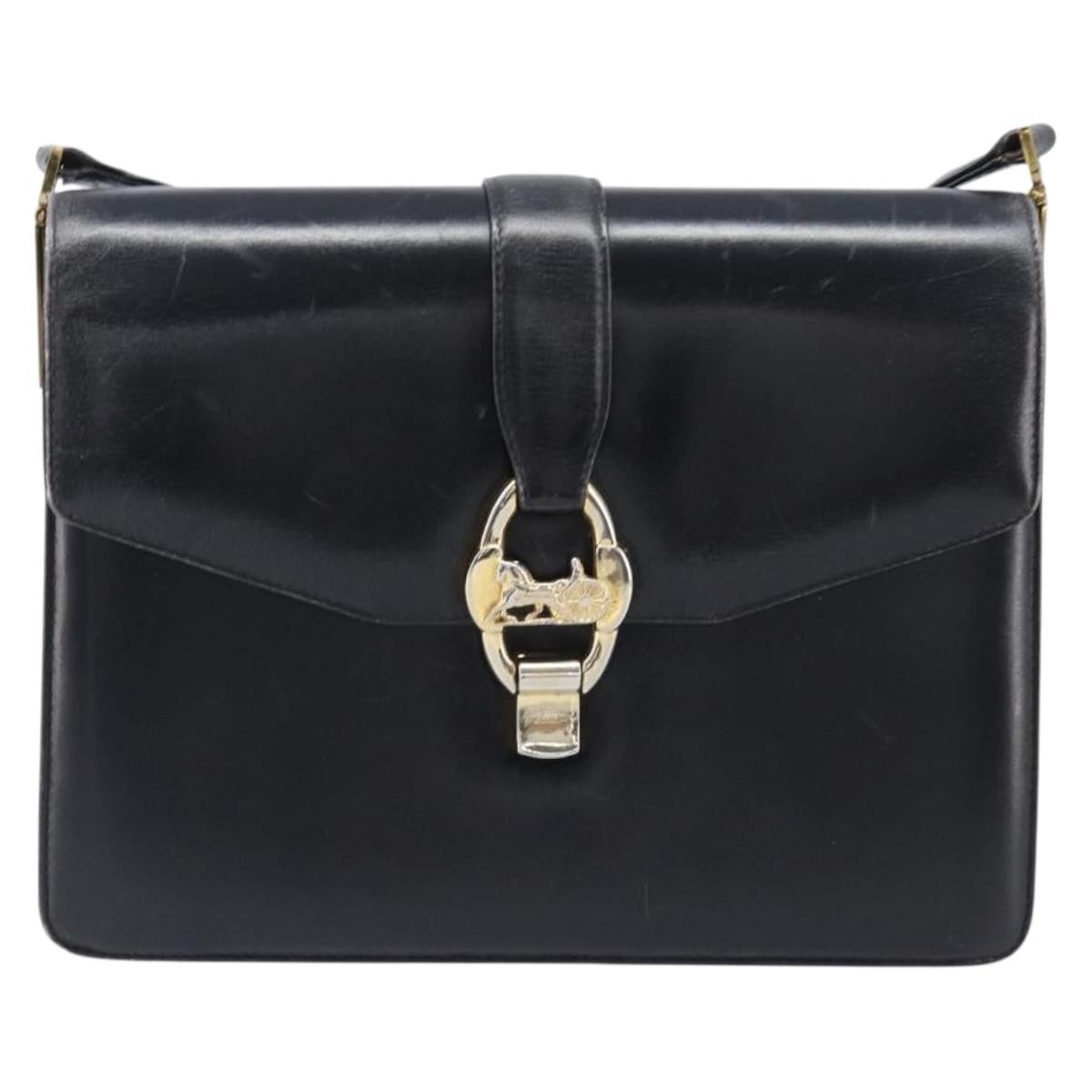 Celine Horse Carriage Leather, Black, Leather, Shoulder Bag