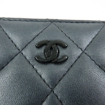 Chanel So Black CC Zip Coin Purse Quilted Lambskin, Black, Leather, Wallet