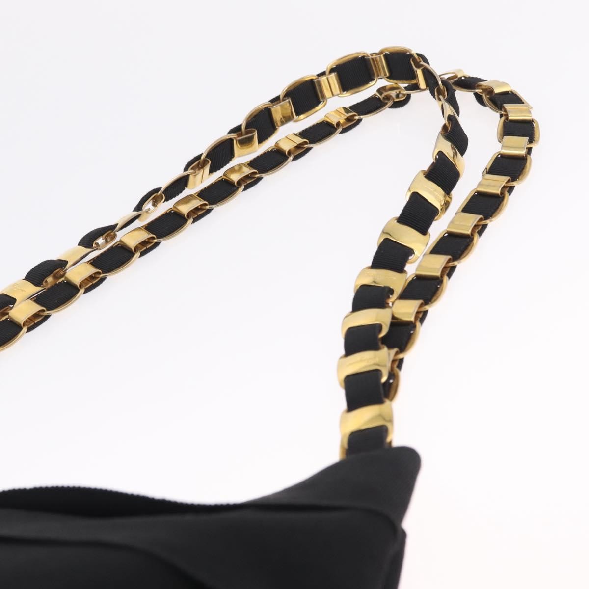 Salvatore Ferragamo Vala Chain Canvas, Black, Canvas, Shoulder Bag