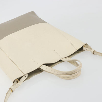 Celine Vertical Bi-Cabas Tote Leather, Beige, Leather, Tote Bag