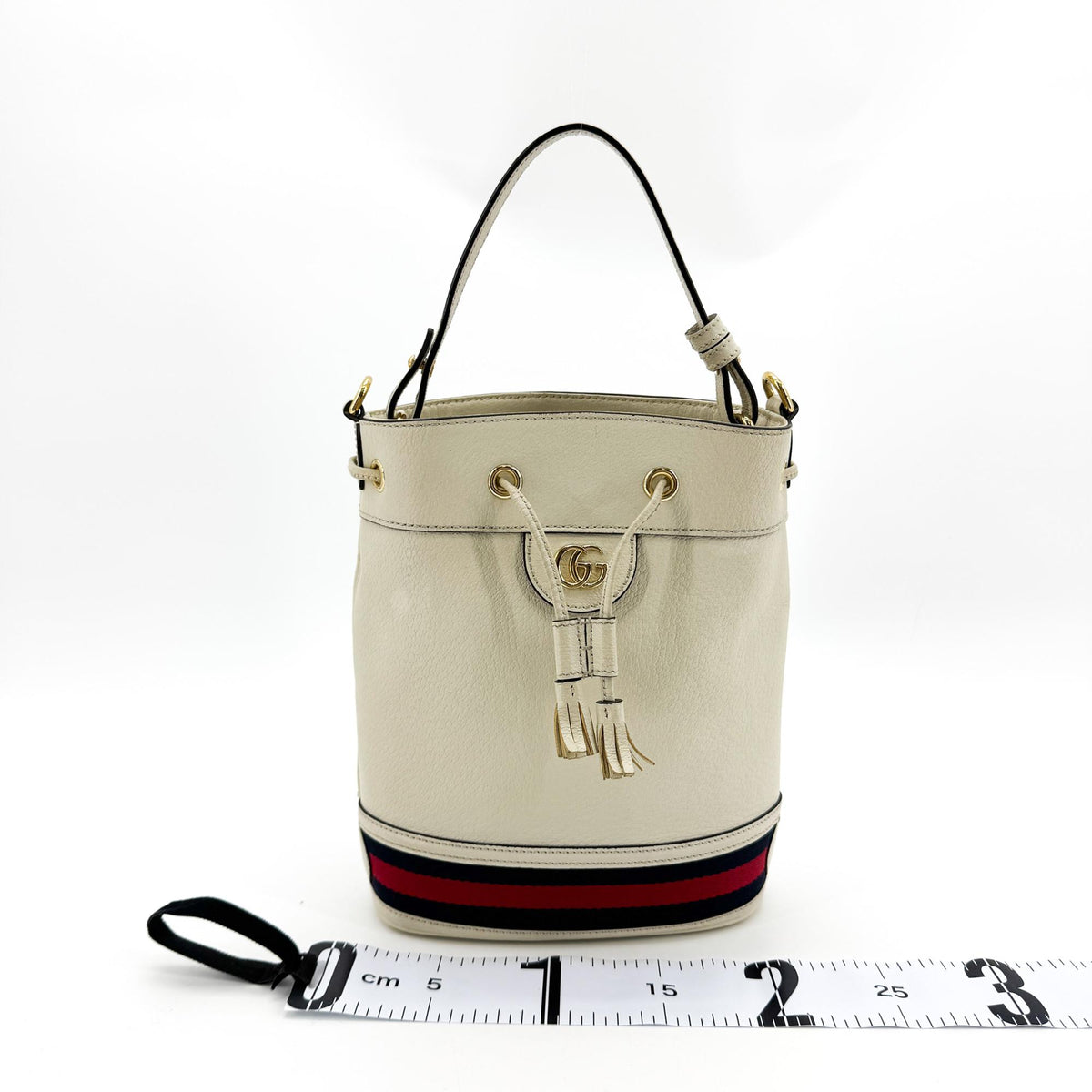 Gucci Ophidia Bucket Leather, White, Leather, Handbag