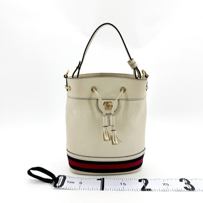 Gucci Ophidia Bucket Leather, White, Leather, Handbag
