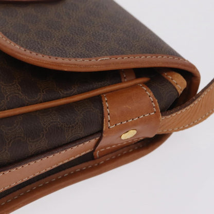 Celine Macadam Shoulder PVC Leather, Brown, Canvas, Crossbody Bag