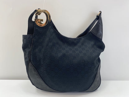 Gucci Charlotte Messenger Guccissima Leather, Black, Leather, Handbag