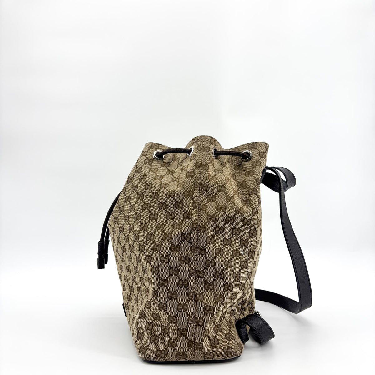 Gucci Drawstring GG Canvas, Black, Canvas, Backpack
